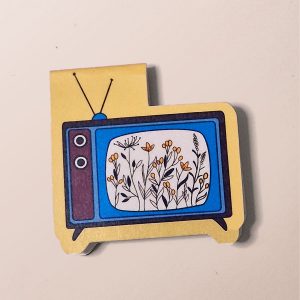 Retro TV Floral Vintage Magnetic Bookmark