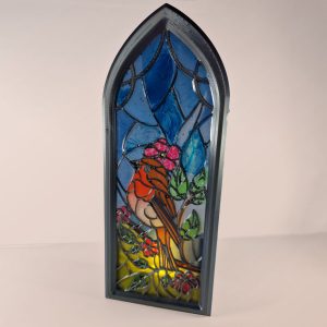 stained glass robin book nook