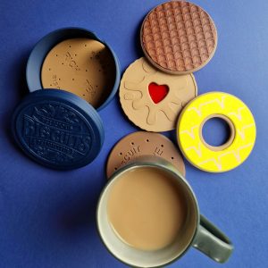 Biscuit Coasters - Set of 5 with Biscuit Barrel